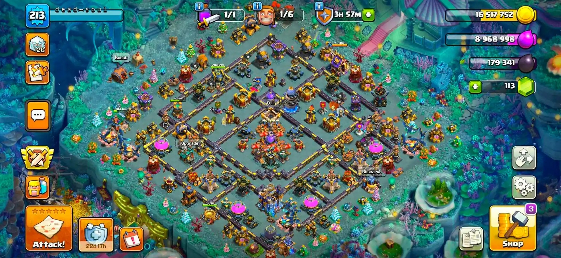 [WOW DEAL] TH18 NEAR MAX | MAX WALL | 4 HERO MAX | 3 EPIC MAX | MAX TYPE TROOPS | NC 500 | XP-213 | PAID SCENERY | FULL ACCESS | HERO SKIN - Global