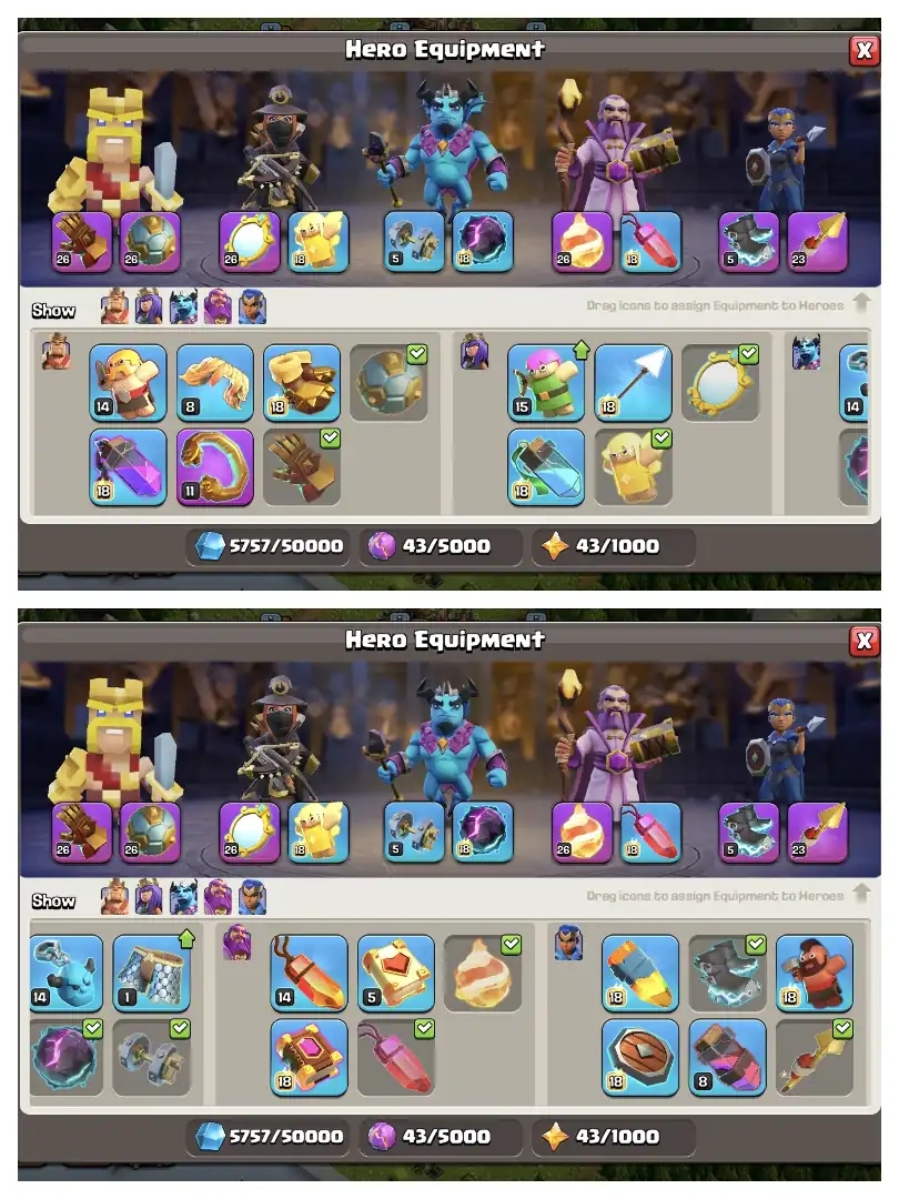 FANTASTIC OFFER 🔥 TH 17 ALMOST MAX ACCOUNT ⚡ PURPLE WALL 🚀 HIGH EPIC EQUIPMENT 🔥 HEROS 91-91-66-66-41 ✔️ HIGH DEF+LAB 🛎️ EVERY SIDE NICE ⚡ BEST OFFER