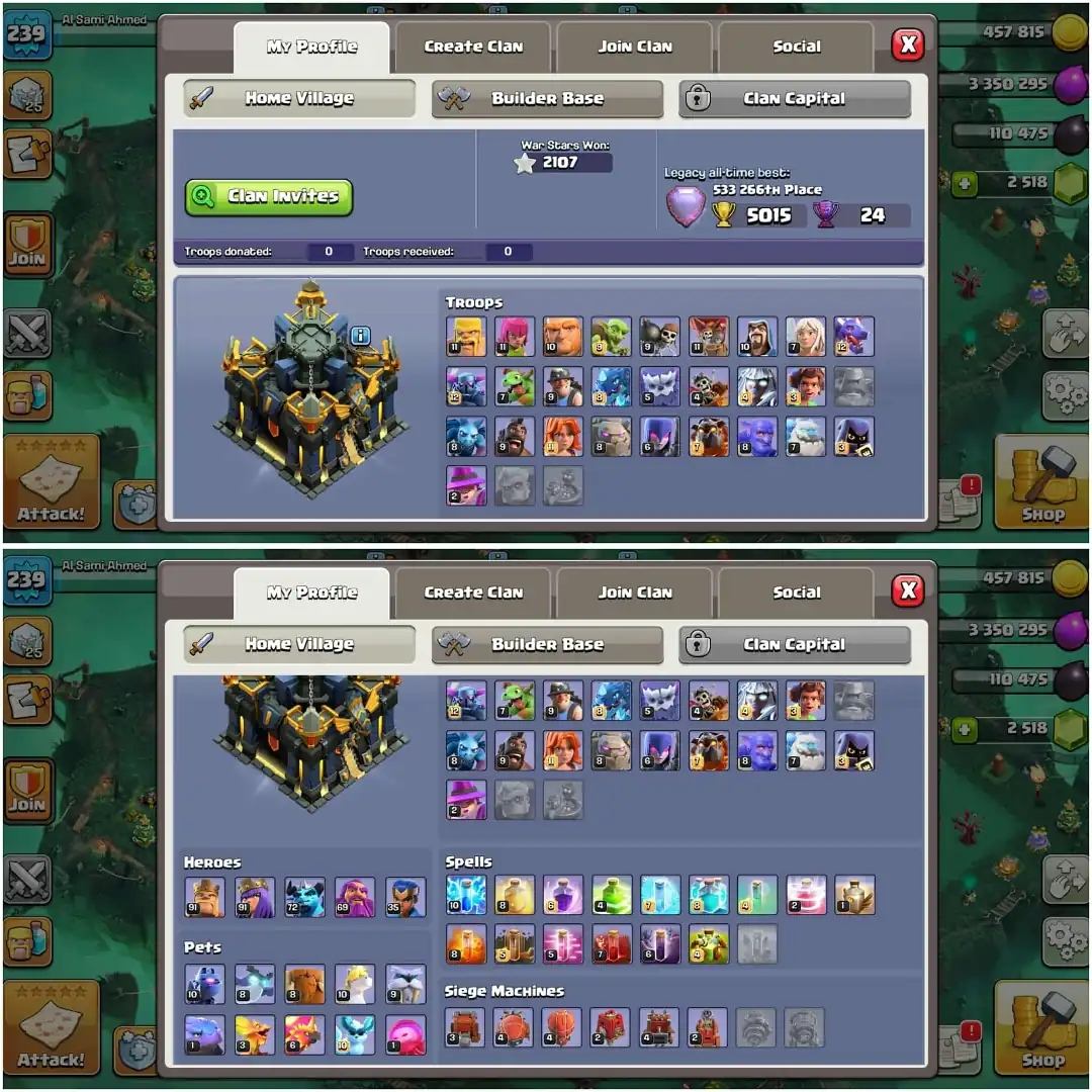 ALMOST MAX TIPE TH 17 HIGH QUALITY ACC✦HERO|91|91|72|70|35✦HIGH EPIC✦ 7X HERO SKIN✦HIGH DFC✦ WOW PROFILE✦EVERY SIDE OP✦6B - Global