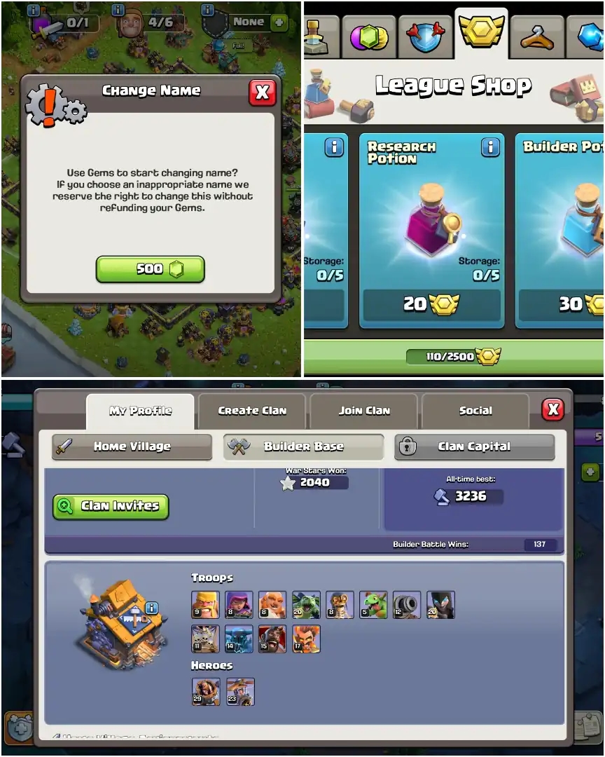 Th18 Almost Max ➤Th17 max Out ➤Nc Yes ➤Heroes: 100-100-77-75-50 ➤3 Epic Max Almost ➤2040 Ws ➤Full Access - Global