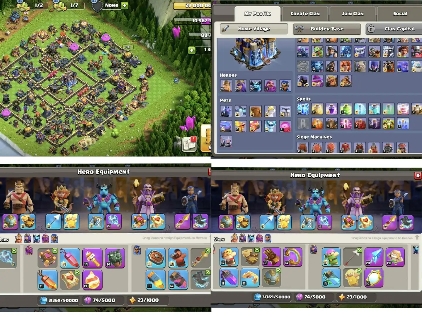 Most demanding➤Th18 full max➤heroes: 100_103_90_75_50➤max defence & max walls➤all common & epic equipment max or max type | Full Access - Global