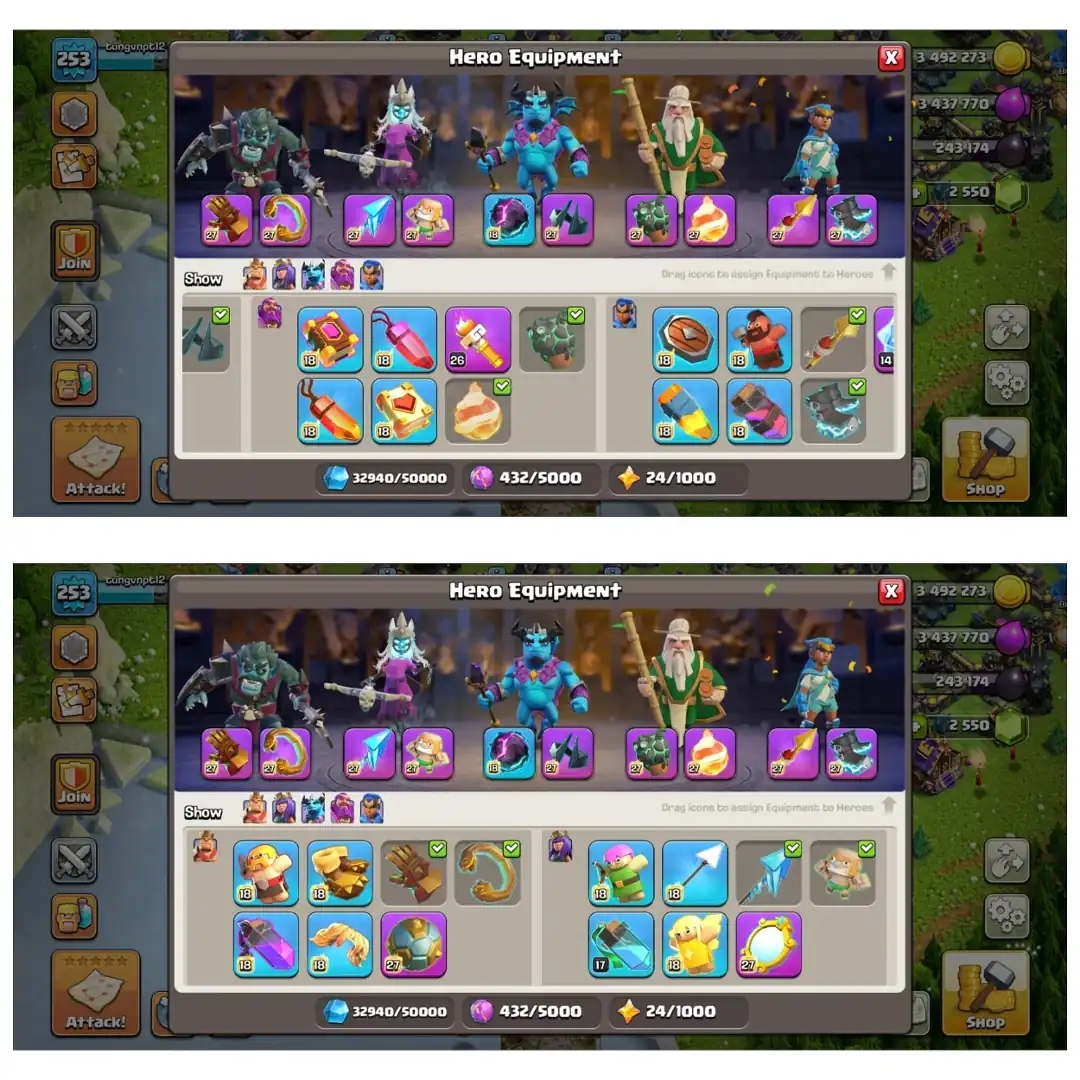 [Winter Best Offer] Th18 Fully  Max | Equipment-13-Epic Max | Wall Full Max | Defenc Almost Max | Hero-101-100-75-53 | XP-253 | NC-Yes | Full Access - Global