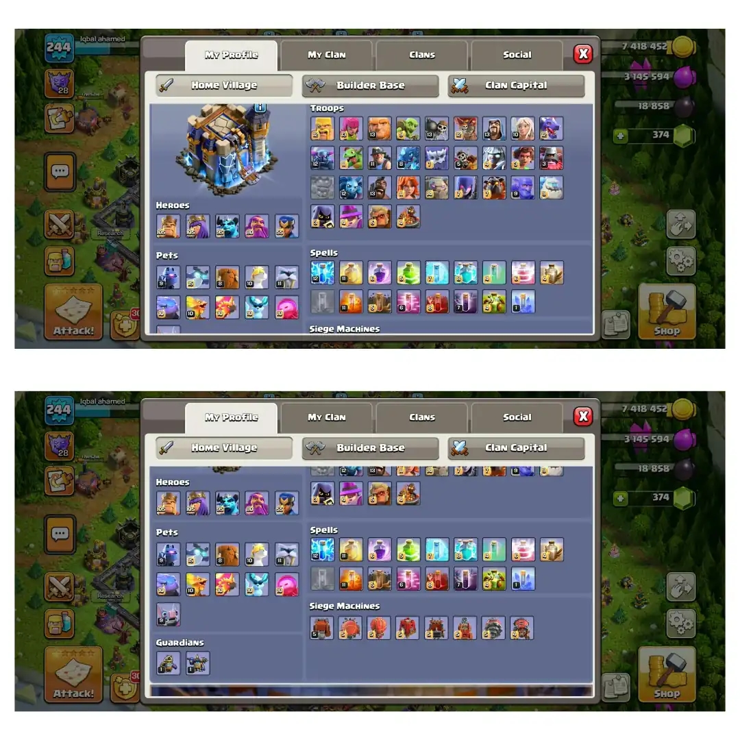 [Super Deal] Th18 Full Max➺Hero:105-105-95-80-55➺All Defence Max➺Email Change Yes➺100X Walls Max➺Max Equipments➺NC Free➺16X Skins➺XP-244 - Global