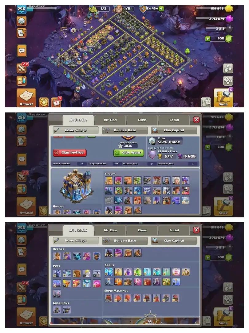 [CHEAPEST OFFER] EXP-256 ➤TH18 5 HEROS MAXED ➤125x WALLS MAX || 7 EPICS MAX ➤ALL EPICS ARE HIGH ➤HEROS- 105-105-95-80-55➤12 EPIC EQUIPMENT➤ - Global