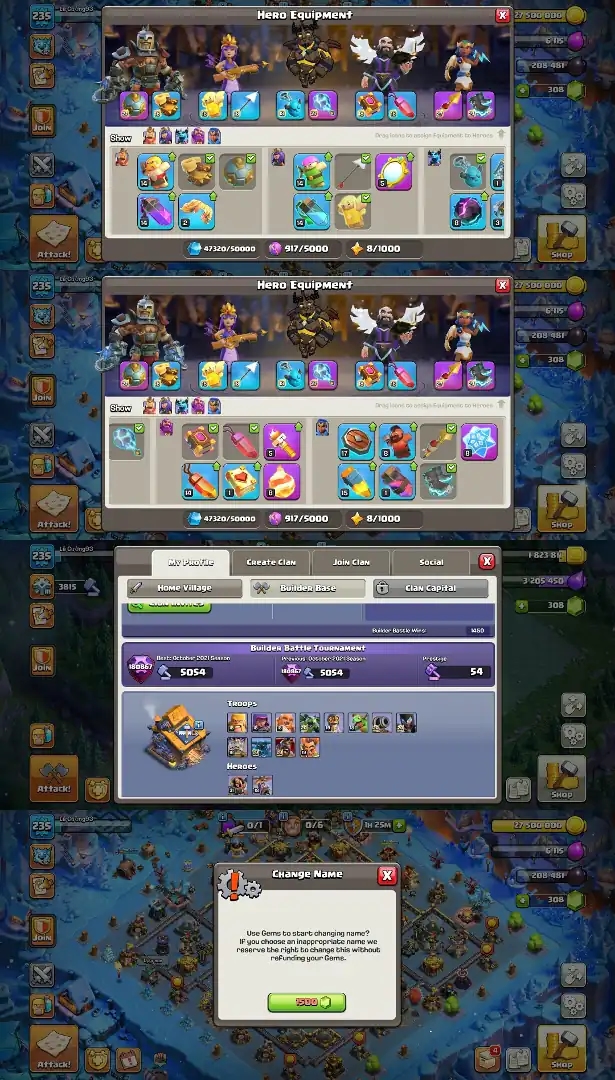 TH 18 ►[ Near Max Type]► Heroes-89/100/84/79/52] ►[4x Epic Max] ► Max Type Wall | Paid Scenery | Good Troops] Stronge DFF] ►Full Access] Xp-235 - Global
