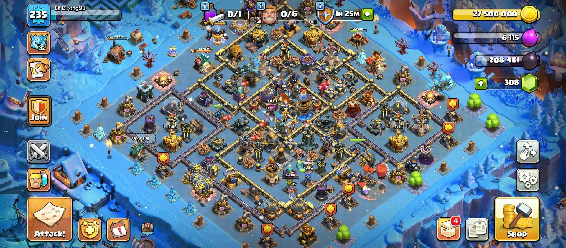 [Wow Deal] TH 18 ►[ Near Max Type]► Heroes-89/100/84/79/52] ►[4x Epic Max] ► Max Type Wall | Paid Scenery | Good Troops] Stronge DFF] ►Full Access - Global