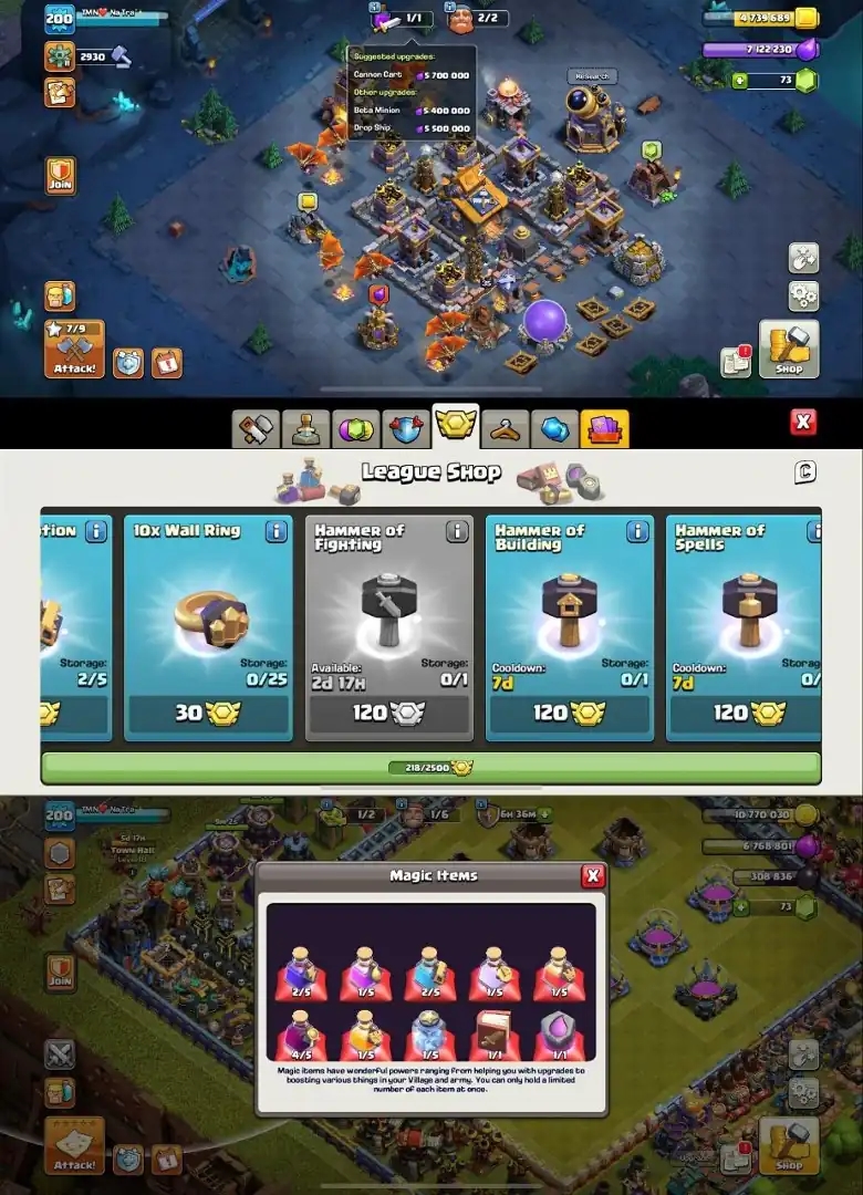 [Very Best Deal] Th18 Full Max➤Heros[105-105-95-80-55] ➤4 Epic Max ➤Lots Magic Items ➤Profile & Defance Max ➤Bh full Max ➤All Pets Max - Global