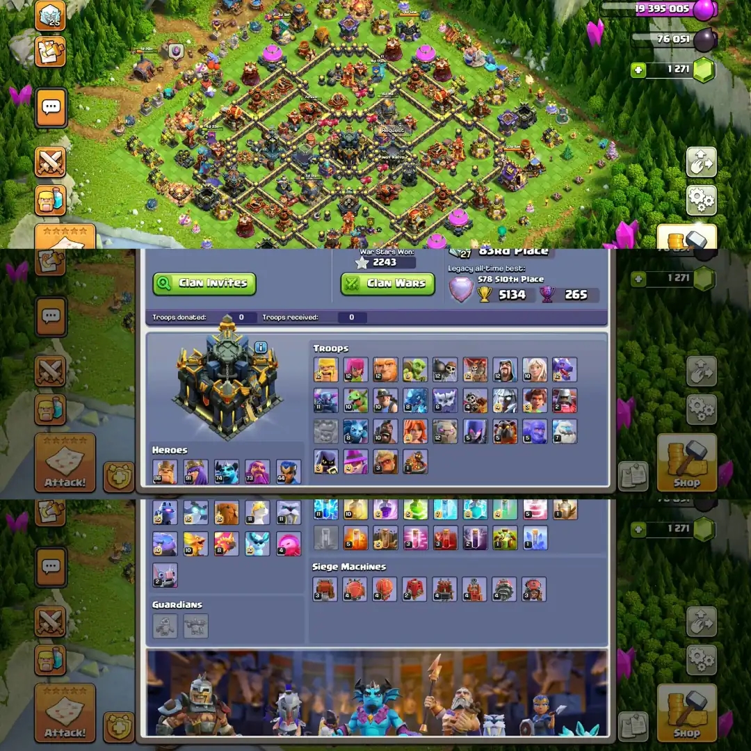 [All Wall Max 100%] ➢Th17 Max ➢[Hero➾86/91/75/75/45] ➢Max Equipment ➢Max Defence ➢Most Rare Account ➢Full Access➢Fast Delivery ➢ - Global