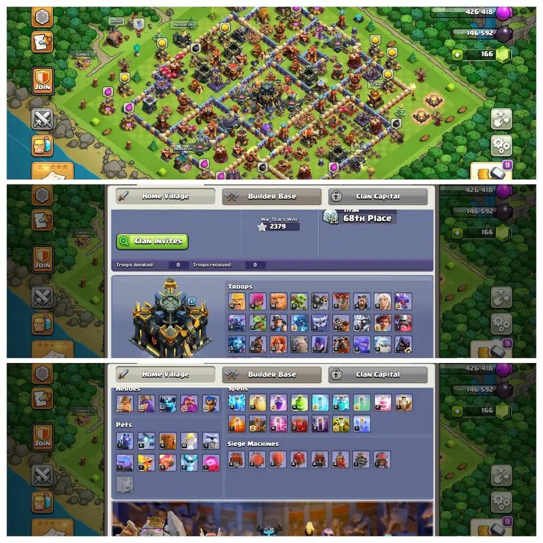 【Hero➾100/100/75/50】✦Th17 Fully Max✦【Defence & Wall Max】✦Rarest Max Equipment✦Best Profile✦Full Ownership✦Instant Delivery - Global