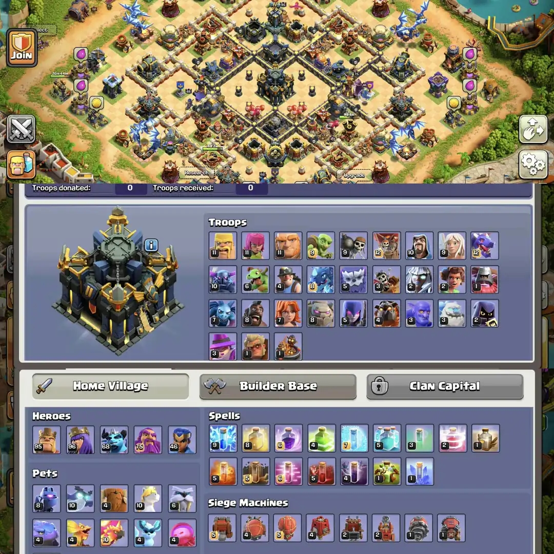 Hero 【95/95/70/75/45】✦Th17 Max✦Ready To Th18✦【World Best Max Equipment】✦Defence & Wall Max✦Nc Available✦Full Ownership✦ - Global