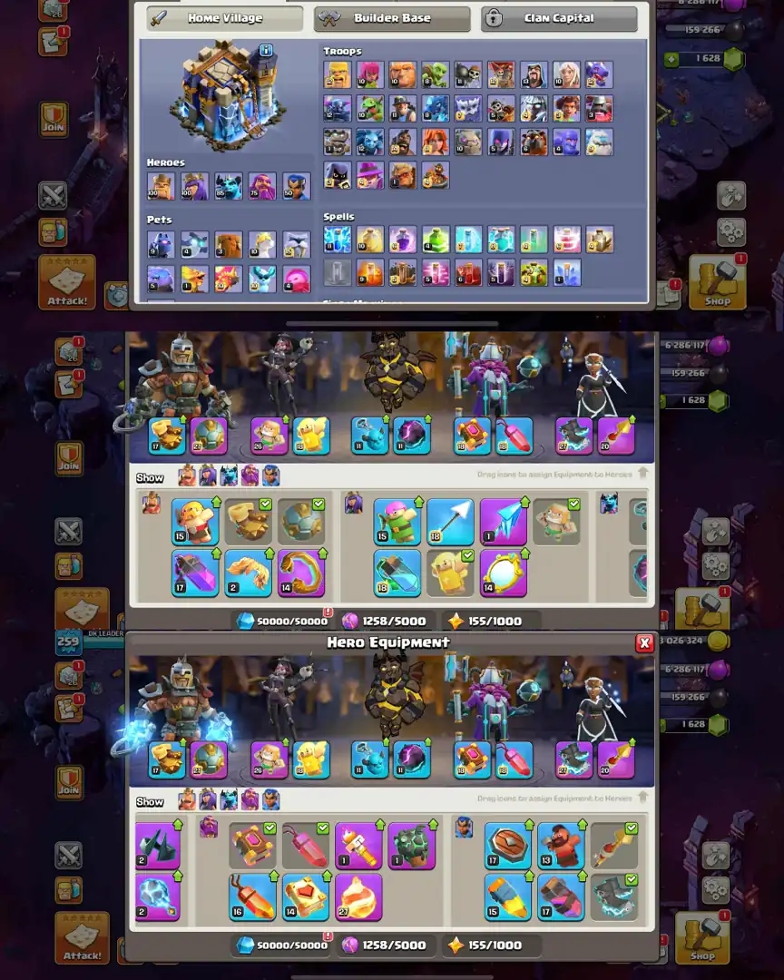 (COSMIC SCENERY) ✮TH18 FULL MAX ➤12 EPIC EQUIPMENT MAX ➤Heros_100-100-75-50✮ MAX DEFENSE➤NC_YES➤ SAFE AND QUICK DELIVERY✮ - Global