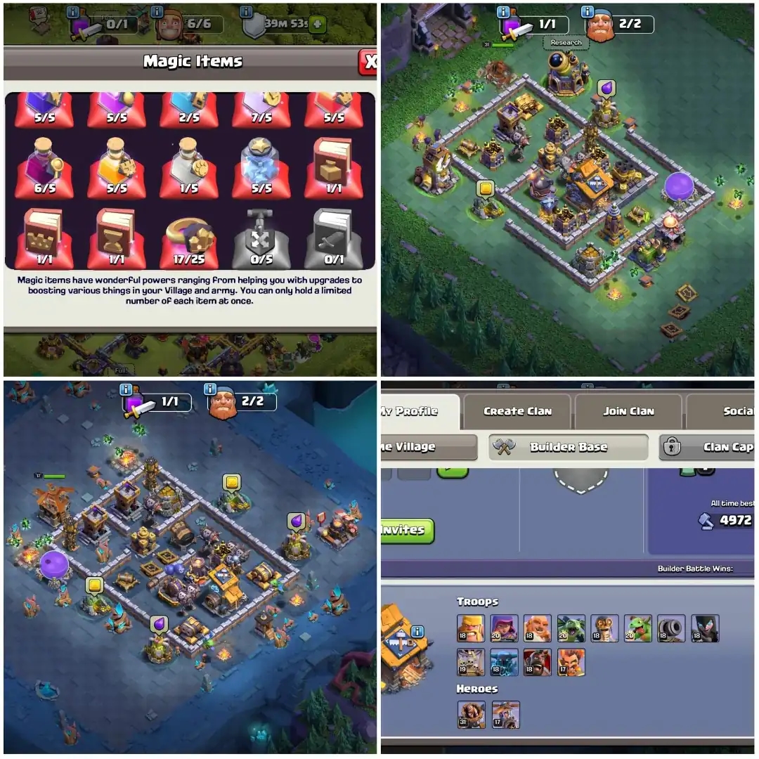 [Super Deal] Th17 Luxury Account ||Heros:95-95-70-70-45 ||7 Pet Max ||Free Nc ||Statue Obstacles Decorated ||3334 Ws ||2850 Gems ||Exp:235 - Global