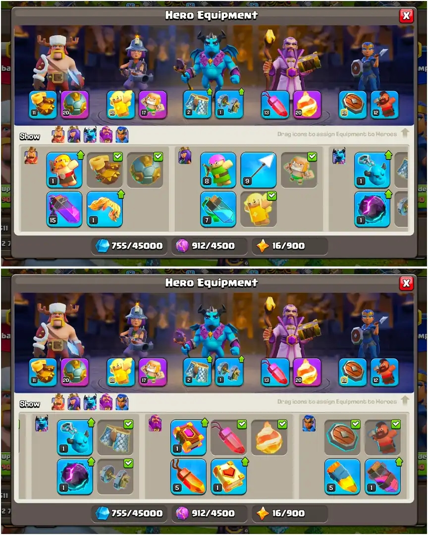 [SUPER CHEAP] TH16 GREAT ACCOUNT [NC FREE] [3EPIC LVL 20] HEROES: 54-61-32-31 [8× PETS+ ALL SIEGE] HIGH DFC | XP-134 | GD TROOPS | FULL ACCESS - Global