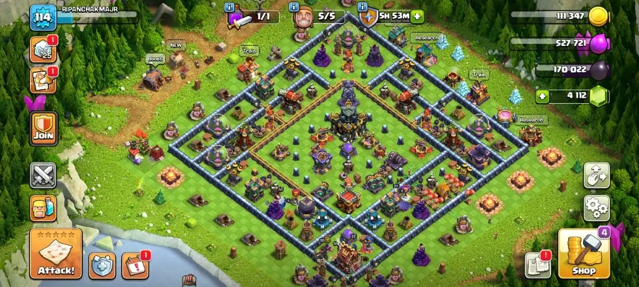 [Super Cheap Price] Th17 3 Star | 10x Pets | 9x Equipment [4100 Gems] Heroes: 50-55-35-27-22 | All Epic | Dark And Golden Wall | Nc Yes | Full Access - Global
