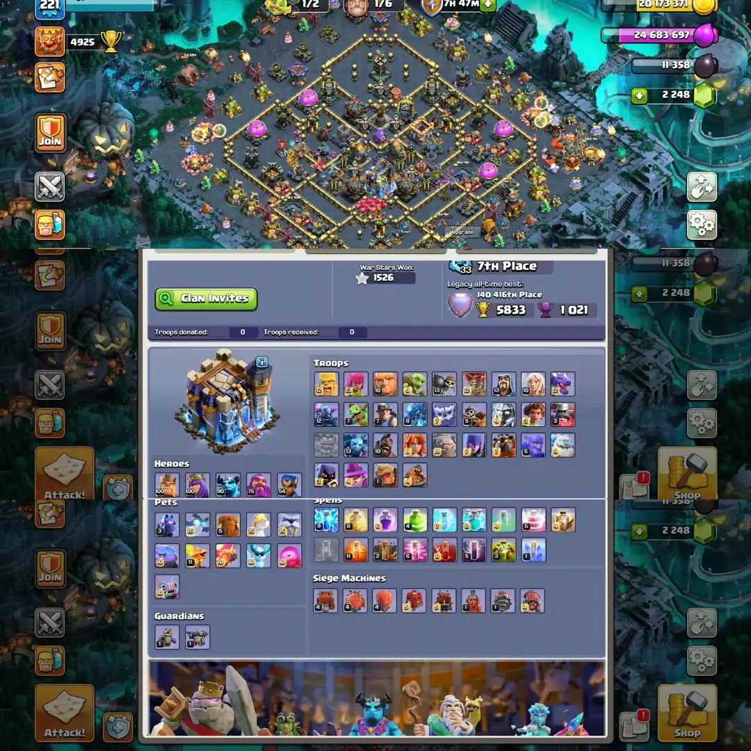 [Max Hero➾100/100/90/75/55]➤Th18 Near Max➤[World Best Equipment Max]➤[Defence Max➾Wall Max]➤Free Nc➤Rare Id➤Full Ownership➤ - Global