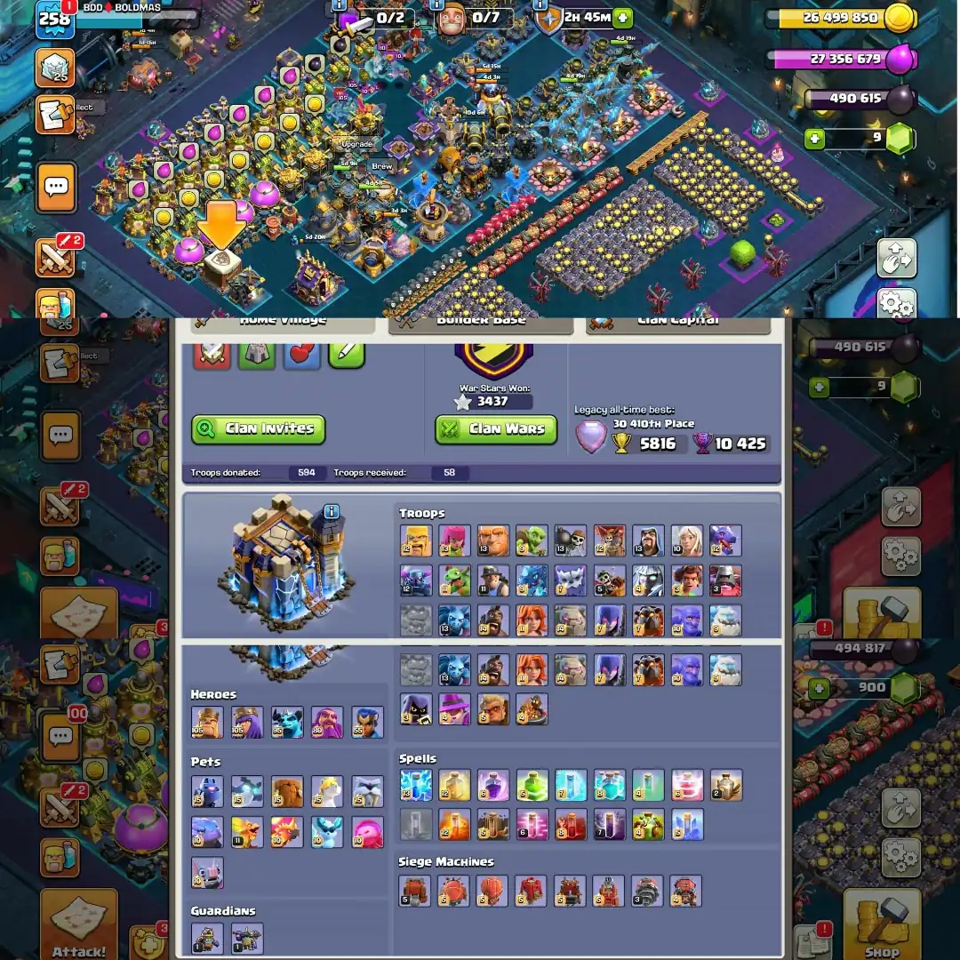 【Th18 Fully Max】➢Everything Almost Max➢【5 Hero 100% max】➢[34➾34 Equipment Max]➢Rare Scenery+Skin➢XP➾258➢Luxury Account➢Full Access➢ - Global