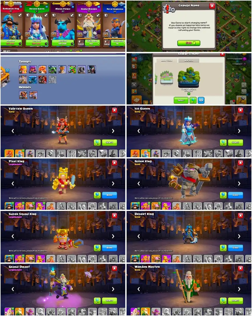 [Full Access] Th18 Almost Max [Max Type Wall] [2 Epic Max+3 Epic 26 Lvl] Heroes: 95-97-56-74-44 | 8x Skin | High Dfc | Xp-176 | Good Troops - Global