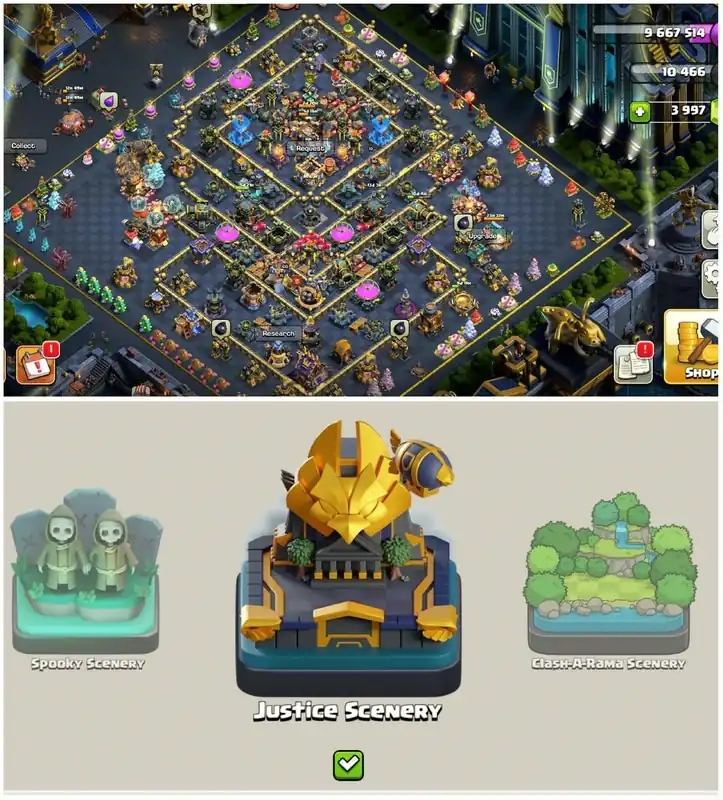 [14 Epic Equipment]➤➤Th18 Amazing Account➤➤Heros:100-103-90-75-50➤➤28 Skins 8 Scenary➤➤4k Gems➤➤Xmasa Tree Collection - Global