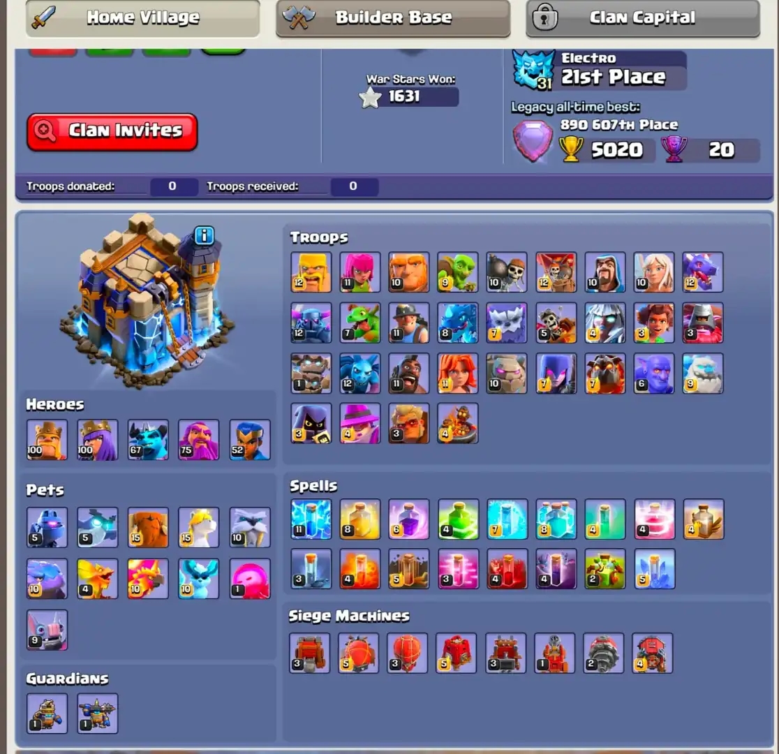 [[VERY BEST DEAL]] TH18 NEAR MAX | MAX DFC [2 EPIC MAX+ 4 EPIC 20 LVL] HEROES: 100-100-67-75-52 | 10X SKIN | XP-224 | HIGH WALL | FULL ACCESS - Global