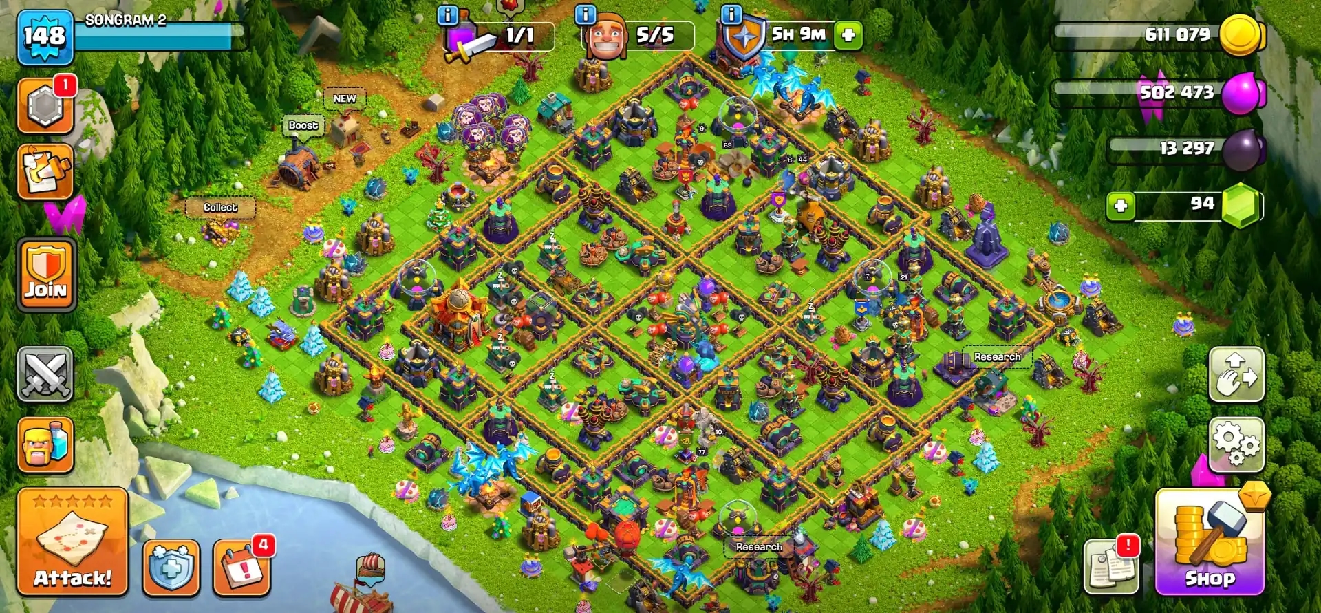 [SUPER DEAL] TH16 NEAR MAX [GOLDEN WALL] HEROES: 69-77-44-44-21 | MAX TYPE DFC | EPIC: SB-18|FA-18|FB-18|GG|MM|RS |618 WS | FULL ACCESS | Old Tree - Global