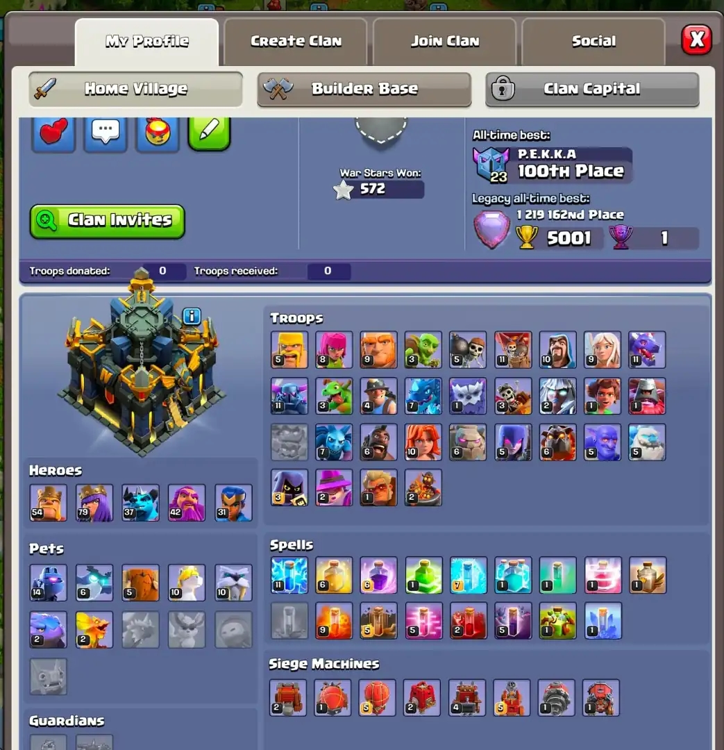WOW [NC FREE] TH17 NEAR MAX | PURPLE WALL | HIGH DFC | HEROES: 54-79-37-42-31 | EPIC: GG-20/SB-23/FB-20/TA-20/EB-26 | ALL EPIC | XP-164 | FULL ACCESS - Global