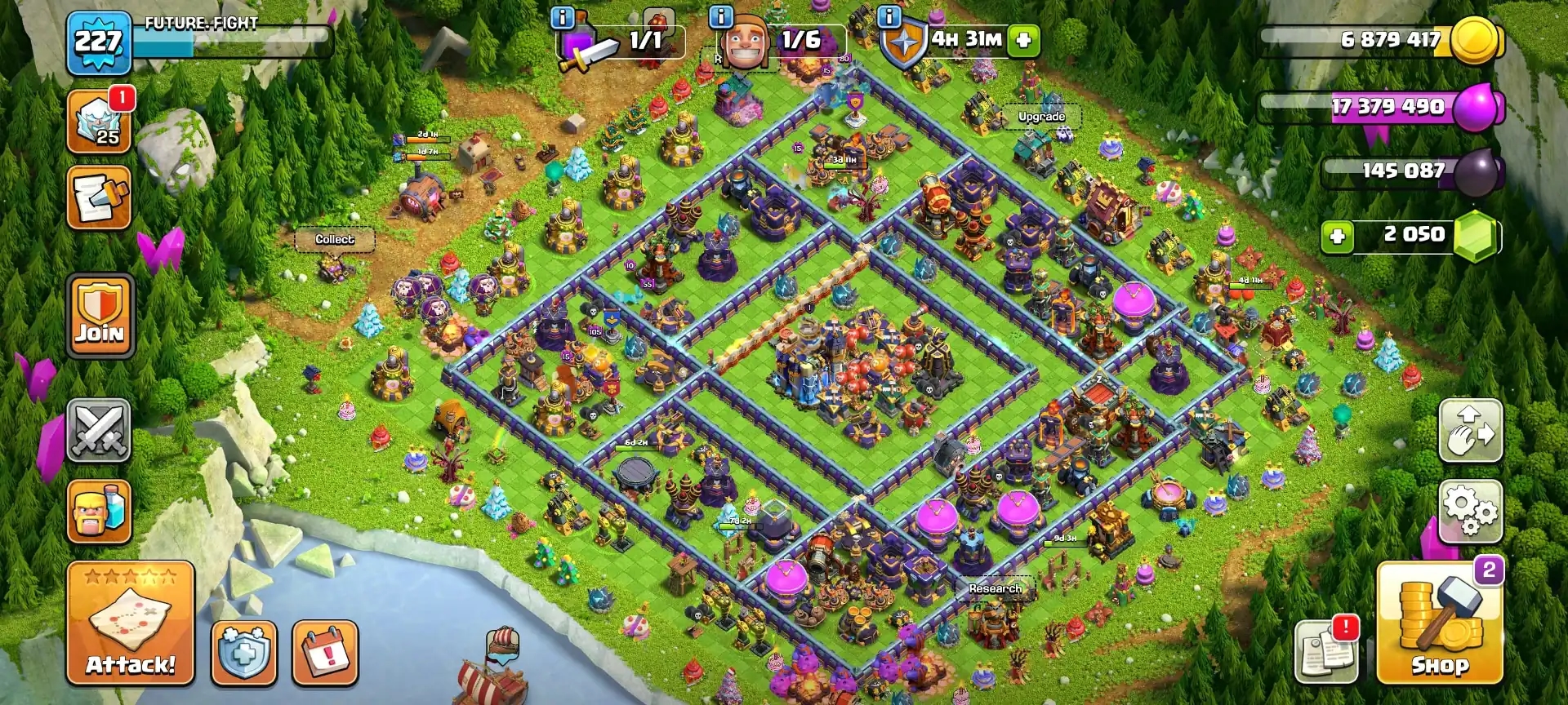 [OLD OBSTACLES] TH18 NEAR MAX | PURPLE WALL | XP-227 | HEROES: 82-88-62-65-37 | NC YES | 1962+WS [ALL EPIC AVL] 8X SKIN | 2050 GEMS | FULL ACCESS - Global