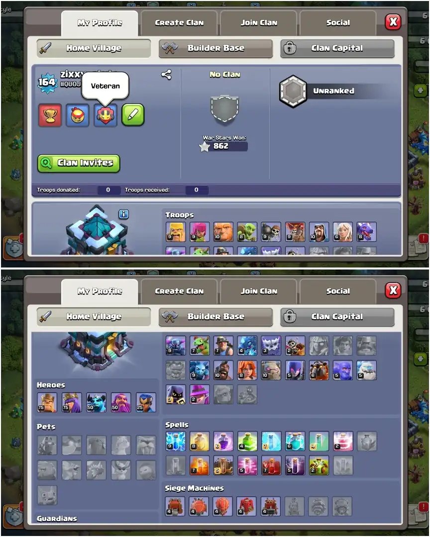 200% MAX [NOTHING LEFT] TH13 FULL MAX ➤ALL EPIC HIGH ➤HEROES: 75-75-50-50-25 ➤NC YES ➤860+WS ➤6B ➤XP-165 | TO BUYER MAIL - Global