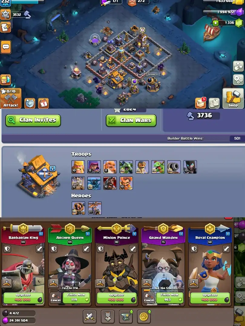 [Hot Offer] Th18 Near Max | Almost 6 Epic Max | Th17 Maxed | B.B Full Max | Heroes: 100-105-90-76-50 | Paid Scenery | Full Access | 2624 Ws - Global