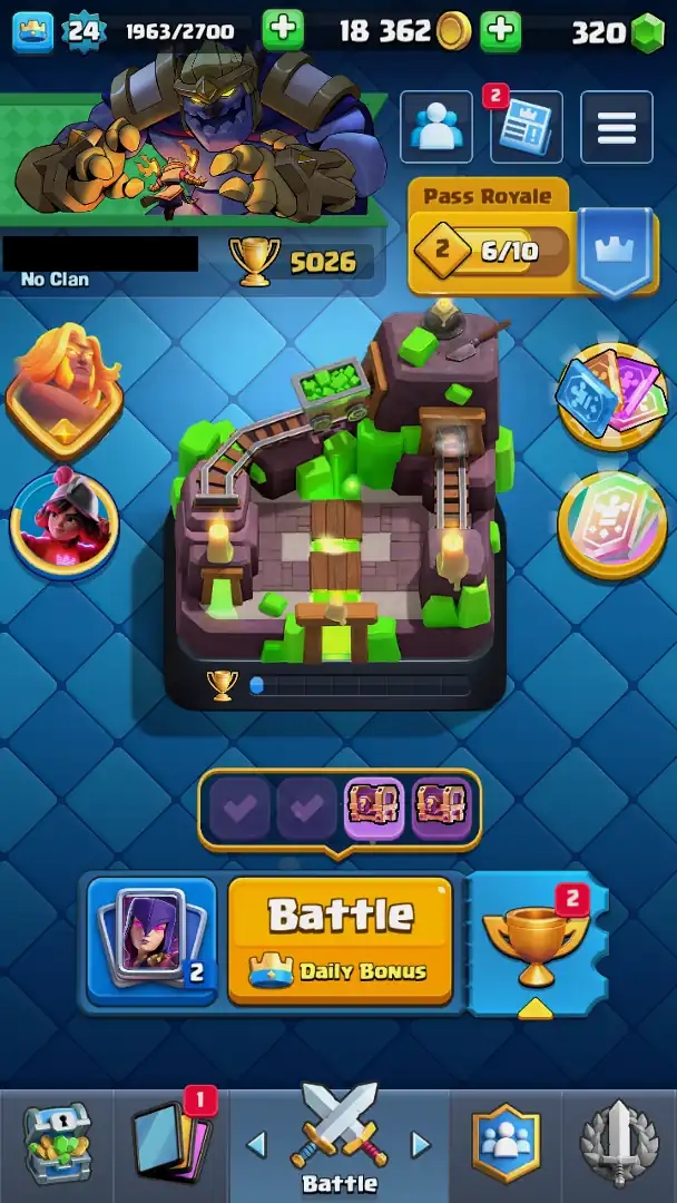 ACC LEVEL 24 | KT LEVEL 9 | ARENA 15 | Trophies 5026 | 85 Cards | 10 Emotes | Free Name Change | 1 Evolution | (Hero Obtainable) - Global