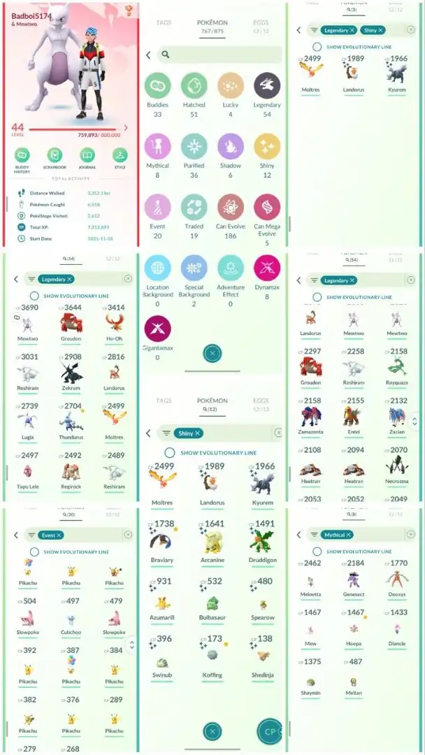 R137 | Level44 | 54 Legendary | 12 Shiny | 3 Shiny Legend | Shiny Kyurem | Shiny Moltress | Mewtwo | Mew | Rayquaza | - Global