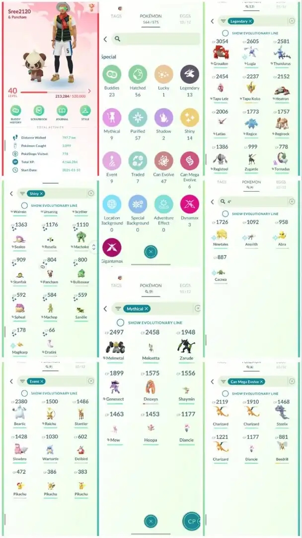 R132 | Level40 | 13 Legendary | 14 Shiny | 9 Mythical | Mew | 4 Hundo | Lugia | Groudon | Shiny Dratini | Mega Charizard | - Global