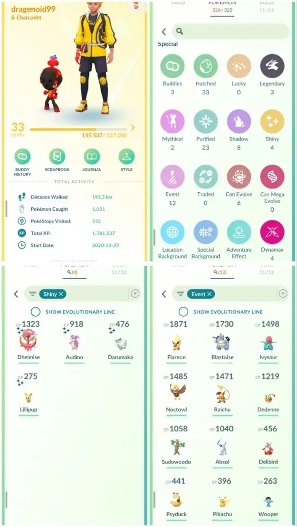 R126 | Level33 | 3 Legendary | 4 Shiny | 12 Costume Pokemons | 2 Mythical | Mini Account - Global