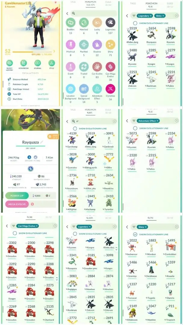 R121 | Level52 | 137 Legendary | 71 Shiny | 9 Shiny Legend | Mega Shiny Rayquaza | Shiny Fused Black Kyurem | White Fused Kyurem | - Global