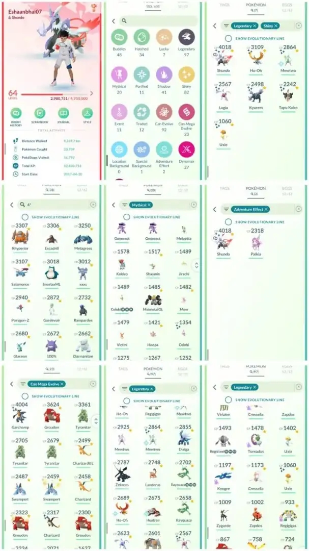 R115 | Level64 | 97 Legendary | 82 Shiny | 7 Shiny Legend | White Shiny Fused Kyurem | Shiny Mewtwo Tradable | Special Rend Palkia | - Global