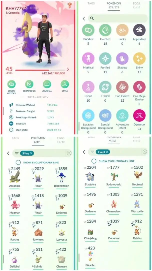 R114 | Level45 | 6 Legendary | 17 Shiny | Rare Shiny Larvesta Tradable | Shiny Ultrabeast | 10 Costume Pokemons | Shiny Costume Raichu | - Global