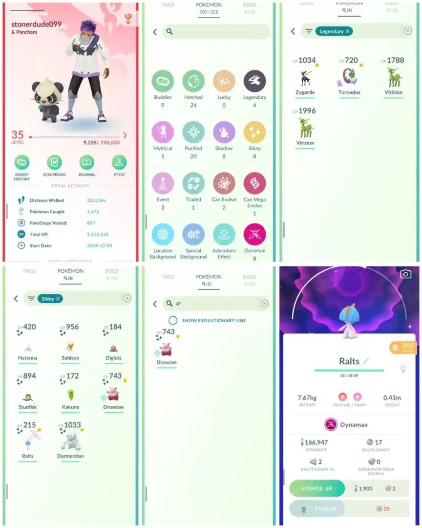 R95 | Level35 | 4 Legendary | 8 Shiny | Shiny Dmax Ralts | 1 Shundo | Starter Account - Global