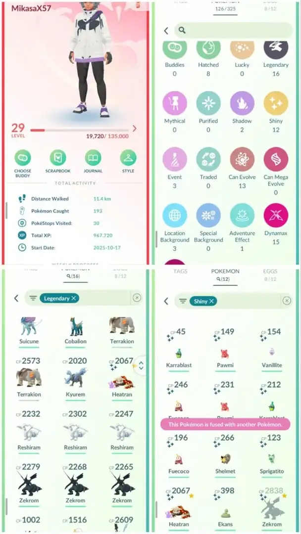 R89 | Level29 | 16 Legendary | 12 Shiny | 2 Shiny Legend | Fused Black Kyurem | Shiny Heatran | Reshiram | Zekrom | Starter Account - Global