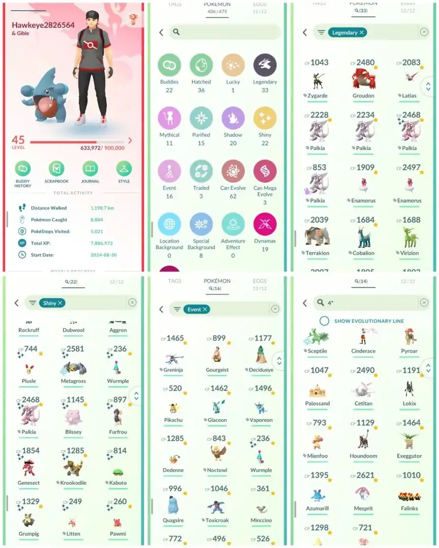 R88 | Level45 | 33 Legendary | 22 Shiny | Shiny Palkia | Shiny Gensect | 1 Shiny Dmax | 14 Hundo | 16 Costume Pokemons | Groudon | - Global