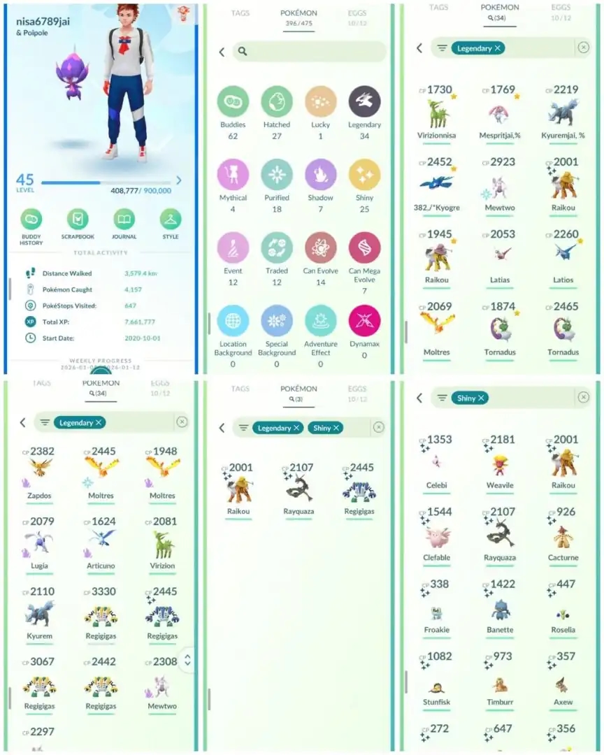R82 | Level45 | 34 Legendary | 25 Shiny | 3 Shiny Legend | Shiny Rayquaza | Shiny Raikou | Shadow Mewtwo | Kyurem | Shadow Lugia | Articuno | - Global