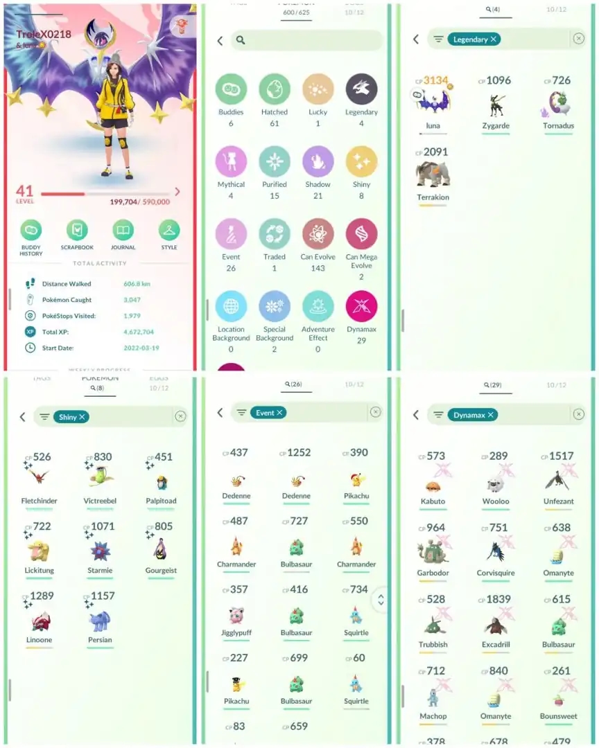 R77 | Level41 | 4 Legendary | 8 Shiny | Lunana | 29 Dmax | 26 Costume Pokemons | Starter Account - Global
