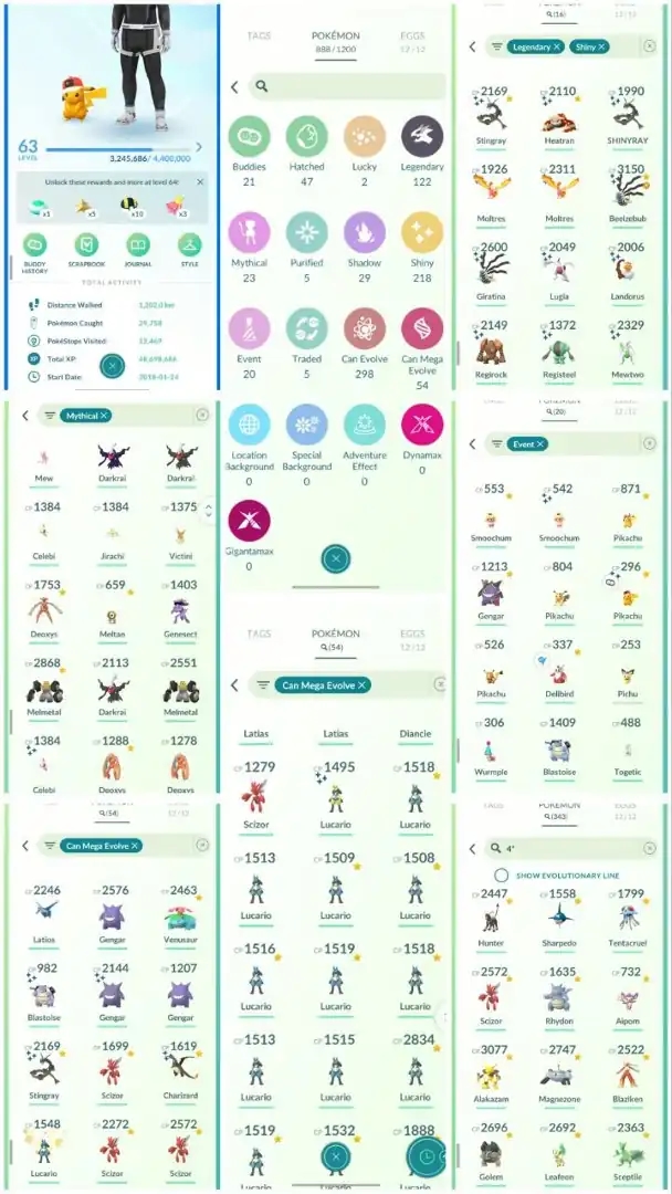 R69 | Level63 | 122 Legendary | 218 Shiny | 16 Shiny Legend | Shiny Mewtwo | 3 Shiny Rayquaza | Shiny Mega Lucario | Shiny Celebi | 343 Hundo | - Global