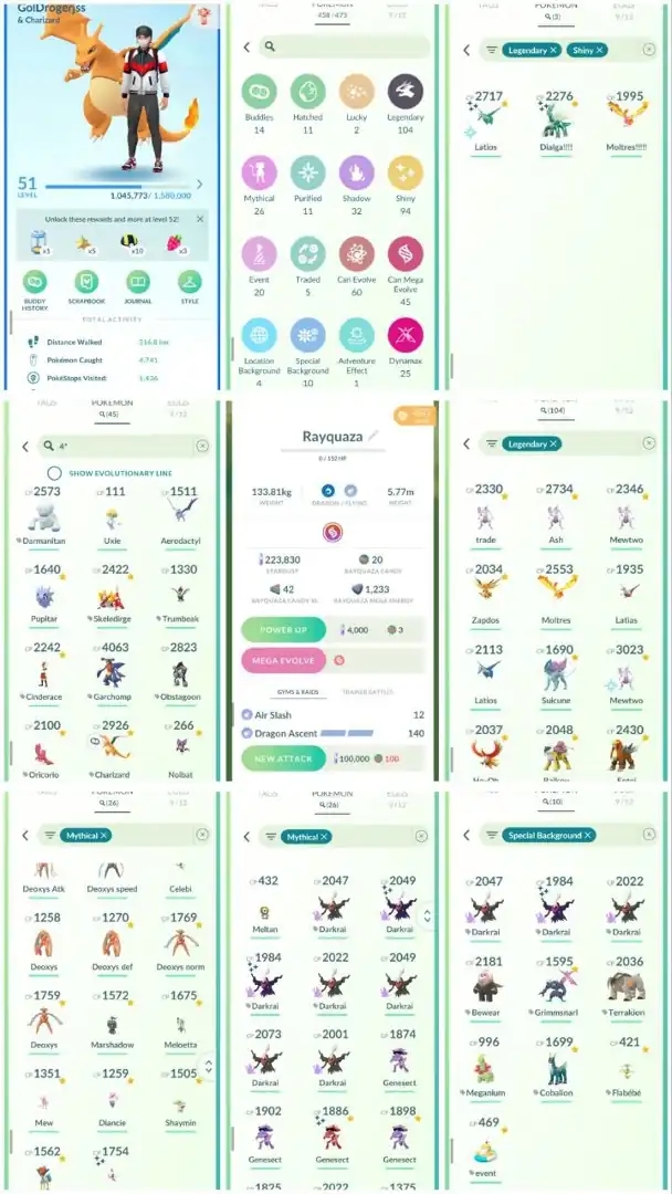 R61 | Level51 | 104 Legendary | 94 Shiny | 3 Shiny Legend | 45 Hundo | Mega Rayquaza | Shiny Special Background Darkrai | Mewtwo | - Global
