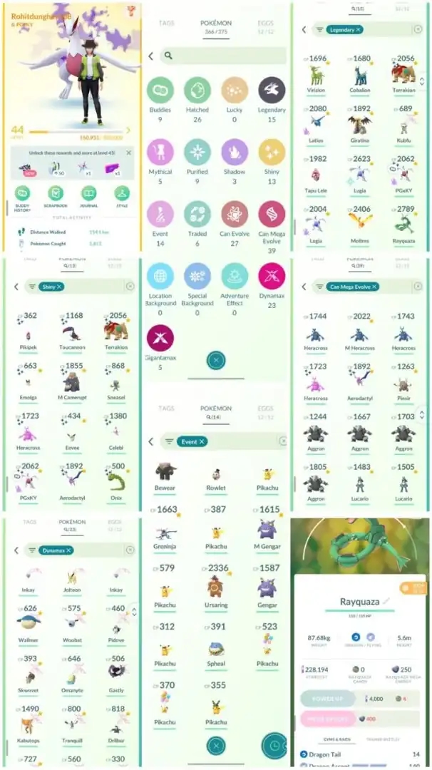 R57 | Level44 | 15 Legendary | 13 Shiny | 2 Shiny Legend | Shiny Celebi | Rayquaza With DA Move | Year 2019 Pokemons | Umbreon Hat Pikachu | - Global