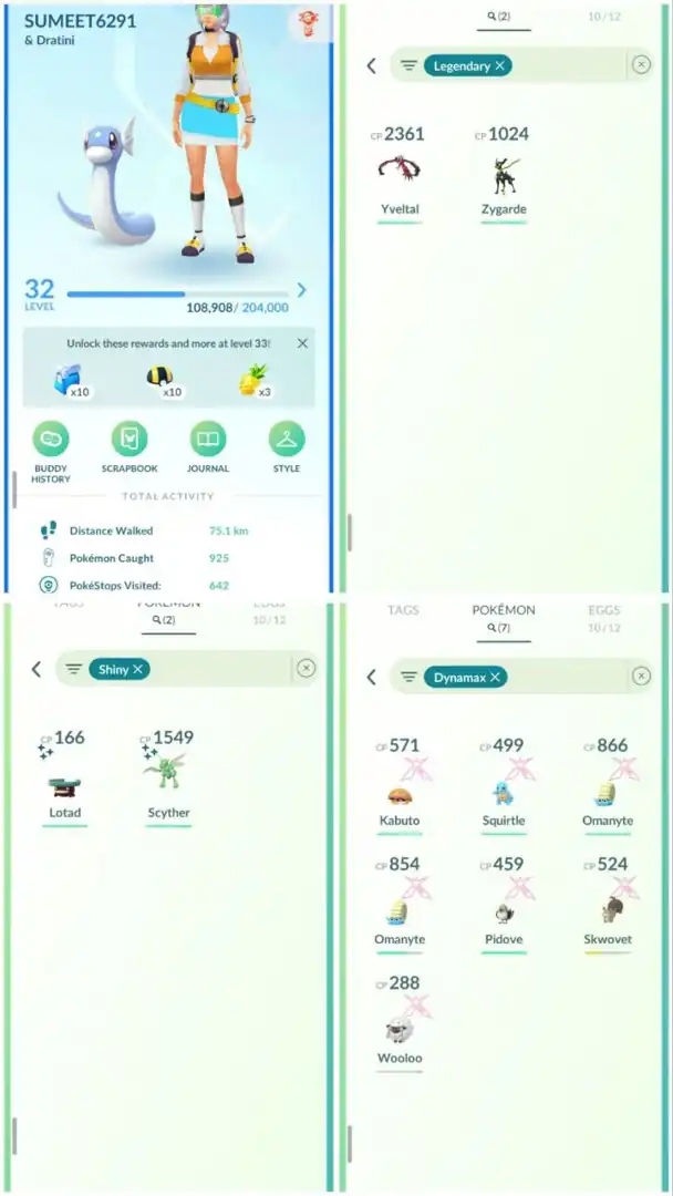R51 Level32 | 2 Legendary | 2 Shiny | 7 Dmax | Starter Account - Global