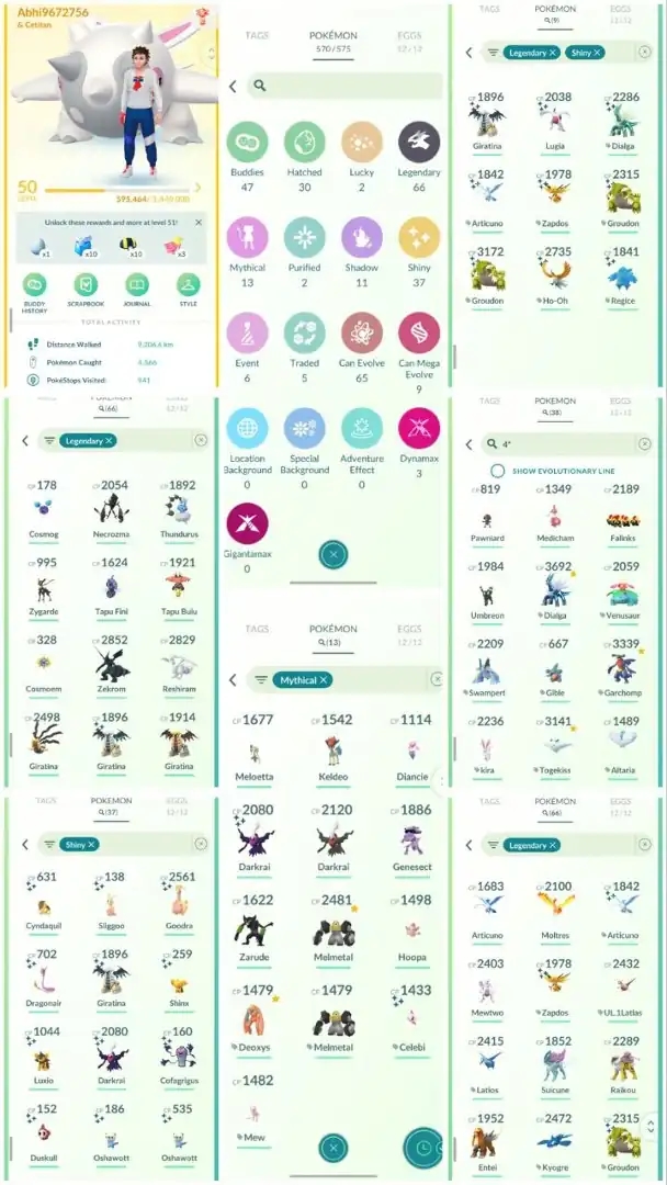 R45 | Level50 | 66 Legendary | 37 Shiny | 9 Shiny Legend | Hundo Dailga | 2 Shiny Groudon | Shiny Articuno | Shiny Lugia | Cosmong | Shiny Celebi | - Global