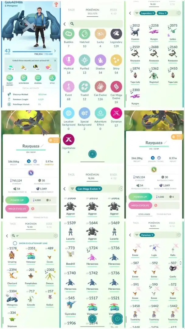 R44 | Level43 | 129 Legendary | 54 Shiny | 10 Shiny Legend | 2 Mega Shiny Rayquaza | Ultra Rare Shundo Deoxys | Mega Lucario | 2 Shiny Kyogre | - Global