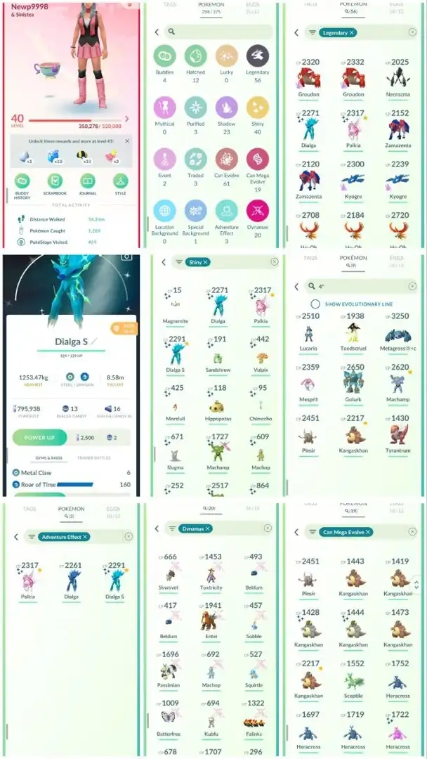 R43 | Level40 | 56 Legendary | 40 Shiny | 3 Shiny Legend | Shiny Special Rend Palkia | ROT Shiny Dailga | Hundo Lucario | Shiny Mega Kangaskhan | - Global