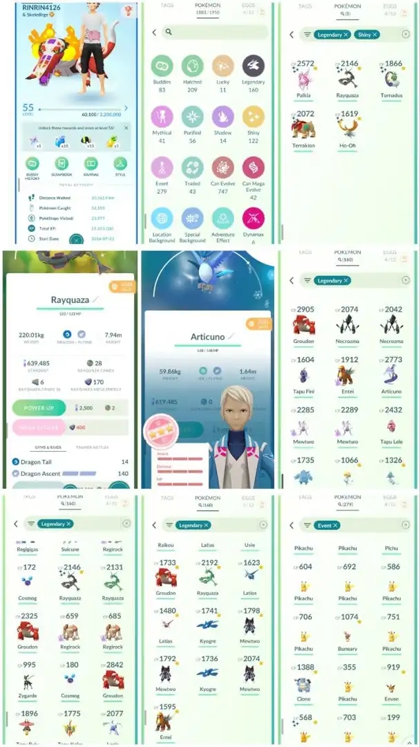 R42 | Level55 | 160 Legendary | 122 Shiny | 5 Shiny Legend | Shiny Rayquaza With DA Move | Hundo Articuno | Mewtwo | Galar Articuno | - Global