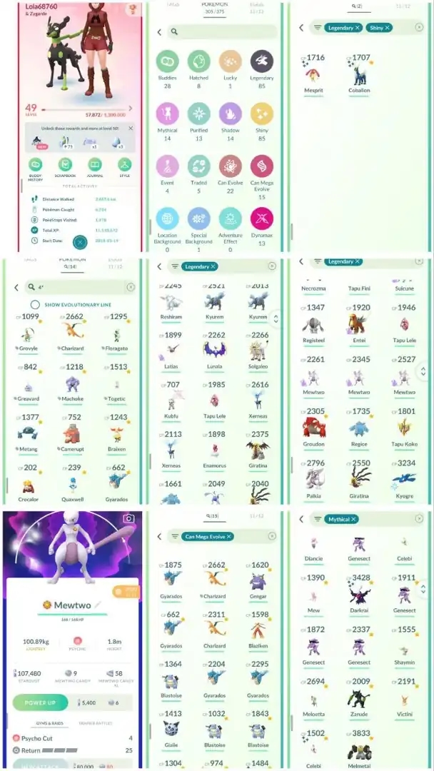 R35 | Level49 | 85 Legendary | 85 Shiny | 2 Shiny Legend | 3 Shadow Mewtwo | Solgaleo | Lunana | Shiny Darkrai | Shiny Celebi | 14 Hundo | Kyurem | - Global