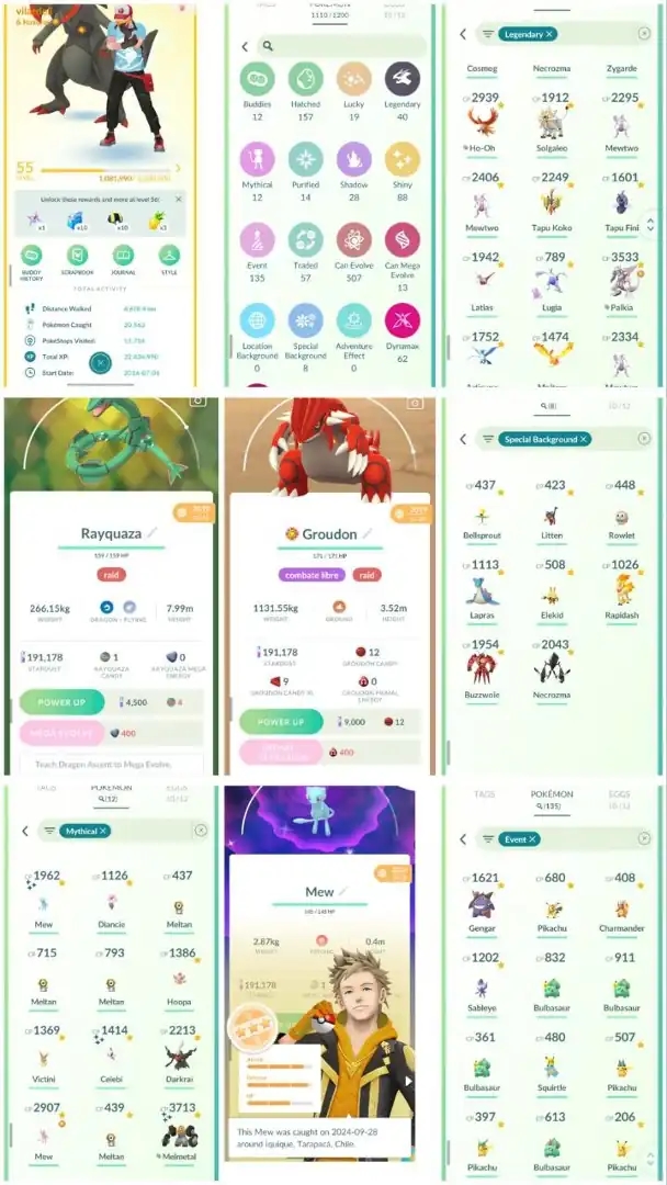 R34 | Level55 | 40 Legendary | 88 Shiny | Ultra Rare Shiny Mew | Rayquaza | Groudon | Mewtwo | Shiny Celebi | Bentee Gengar | - Global